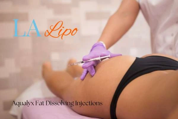 Woman having fat dissolving injections Falkirk on thighs