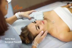 Woman having Hi-Fu to reduce wrinkles Falkirk.
