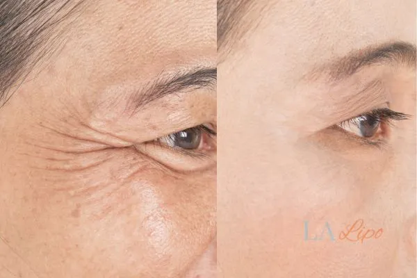 Before and after results of woman - HI-fu wrinkles reduction treatment Falkirk