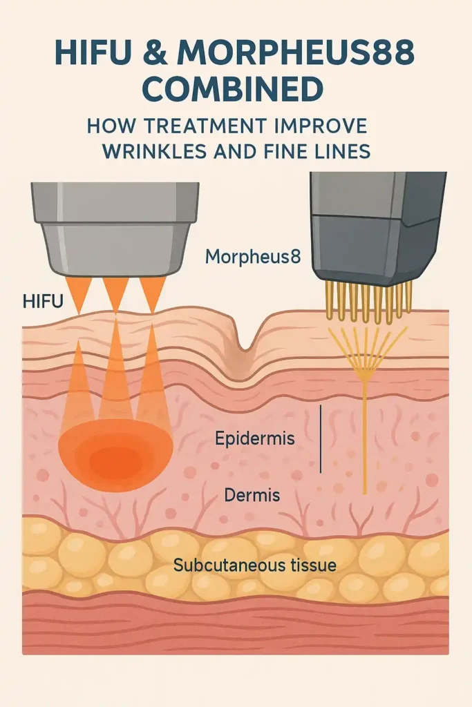 Diagram showing HIFU & Morpeus8 Falkirk and the benefits for reduction in wrinkles and fine lines